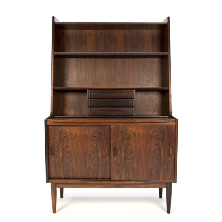 Luxe Deense vintage palissander houten boekenkast