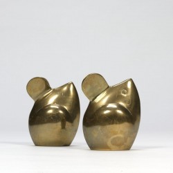 Set of 2 vintage brass mice