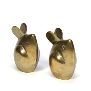 Set van 2 vintage messing muizen