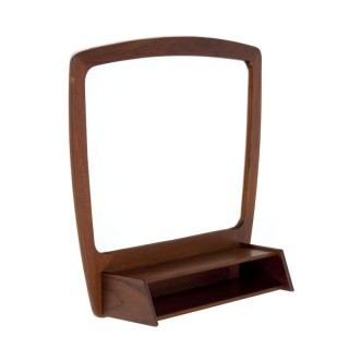 Teak vintage Danish mirror with compartment