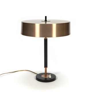 Vintage design bureaulamp met koperkleurige kap