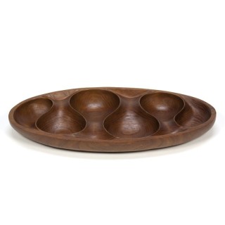 Organically shaped teak wooden vintage bowl