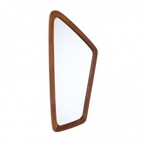 Vintage teak wooden organically shaped mirror