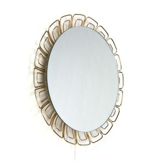 Vintage mirror with lamp and brass details