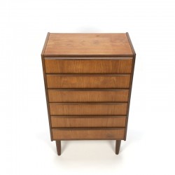 Danish teak wooden vintage dresser with 6 drawers