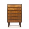 Danish teak wooden vintage dresser with 6 drawers
