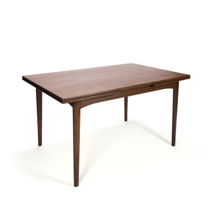 Danish dark teak wooden vintage extendable dining table