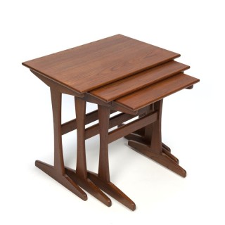 Vintage teak wooden side tables set of 3