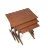 Vintage teak wooden side tables set of 3