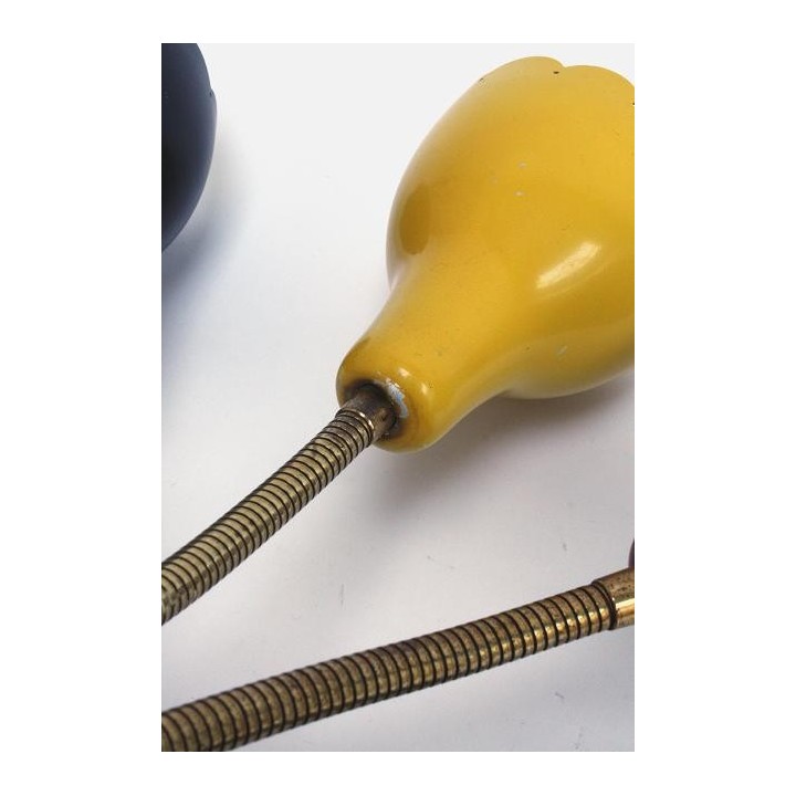 Wandlamp met 3 gekleurde kapjes 1950's - Retro Studio