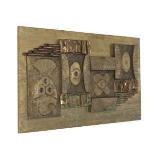 Vintage messing wandpaneel Brutalistische stijl