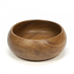 Round model teak wooden vintage bowl