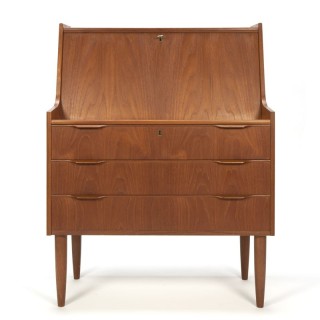 Vintage teak Danish secretaire with drawers