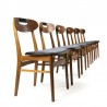 Danish vintage set of 6 teak dining table chairs