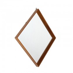 Deense vintage spiegel met teakhouten rand vierkant
