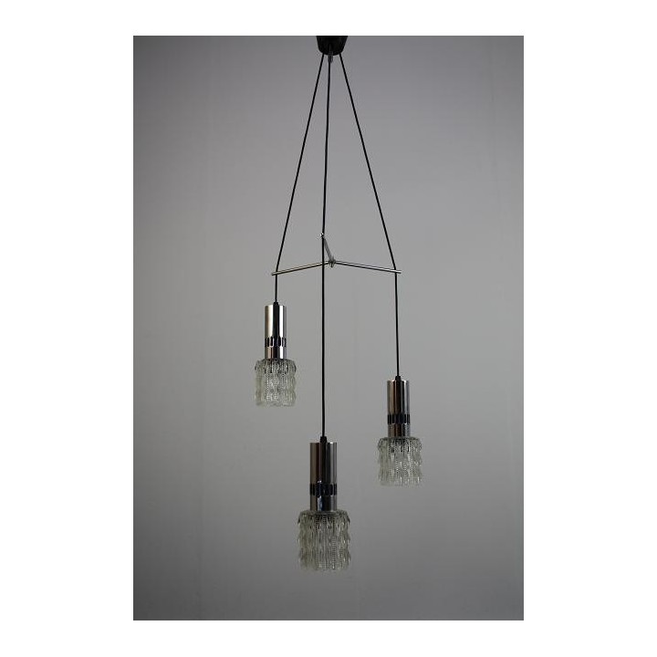 Chrome hanging lamp with glass - Retro Studio