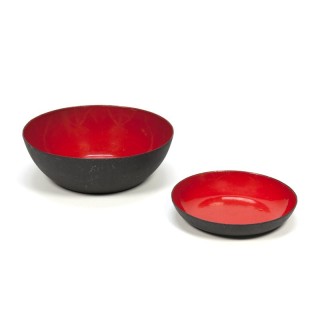 Vintage set van 2 Finse emaille schaaltjes