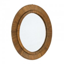 Vintage mirror with edge wrapped with cane