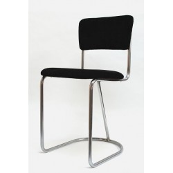 Tube frame chair with black upholstery