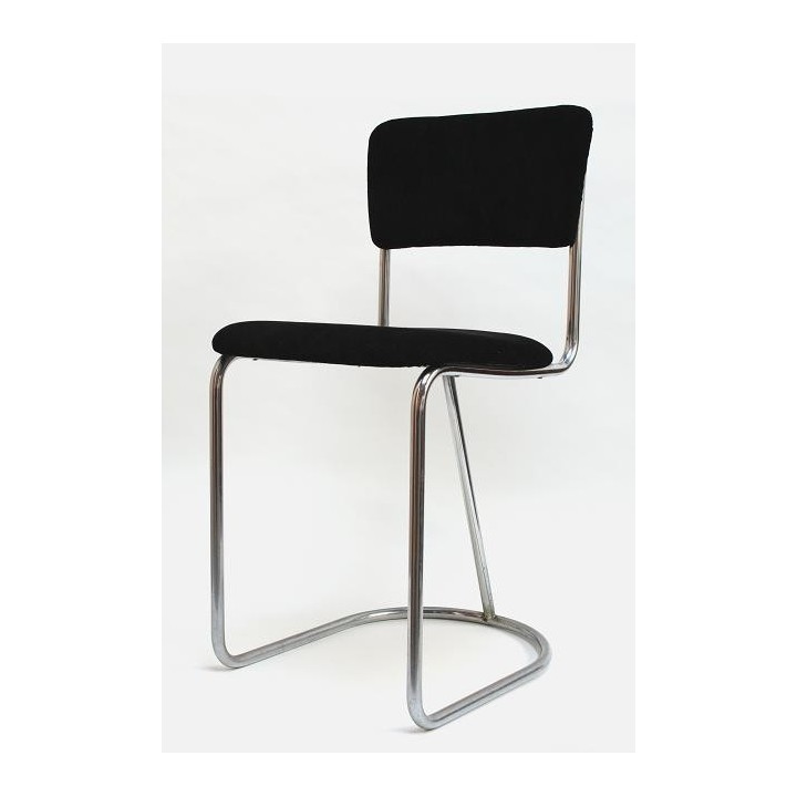 Tube frame chair with black upholstery - Retro Studio