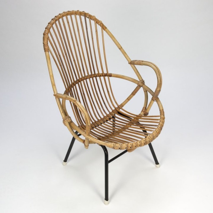 Nederlandse vintage Rotan fauteuil