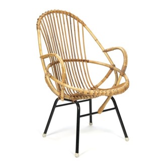 Nederlandse vintage Rotan fauteuil