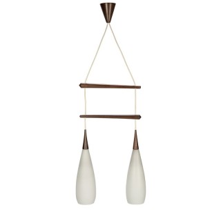 Vintage hanging lamp with milk glass shades