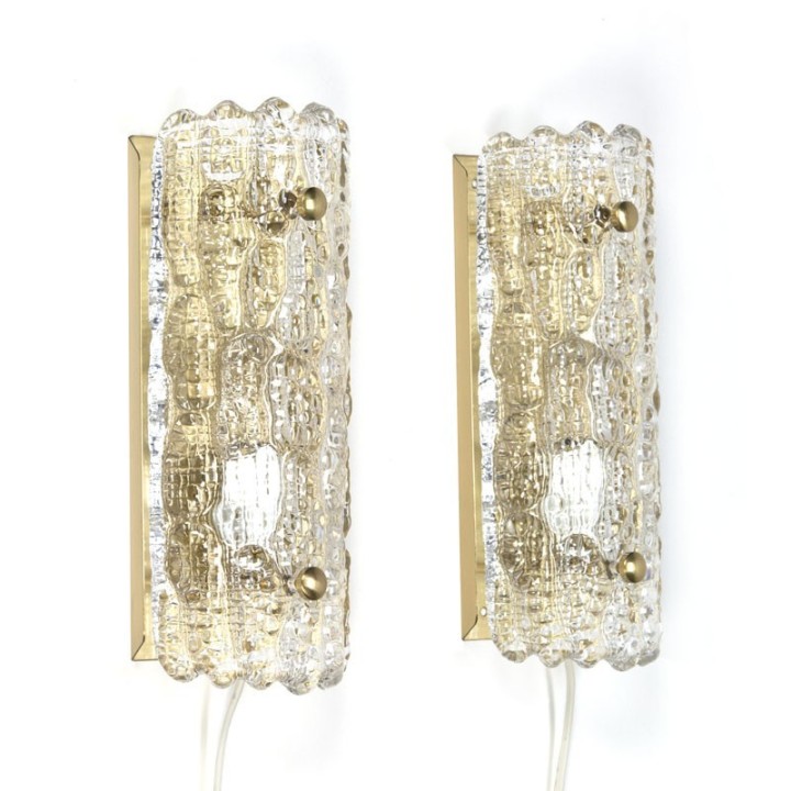 Vintage set van 2 wandlampen ontwerp Carl Fagerlund voor Orrefors