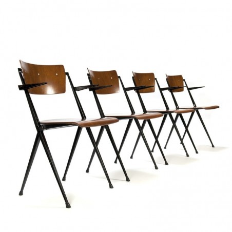 Vintage Pyramide stoelen set van 4 ontwerp Wim Rietveld