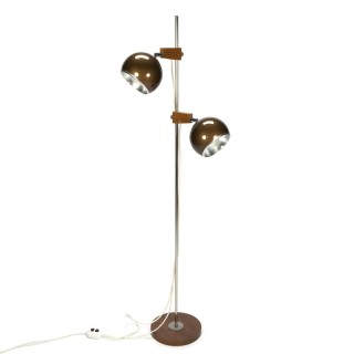 Vintage vloerlamp met bollen en teak detail