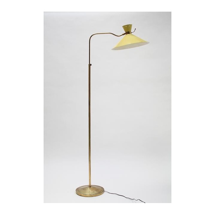 Geel/ koperen jaren 50 vloerlamp - Retro Studio