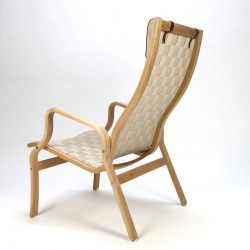 Vintage Deense fauteuil met geweven linnen