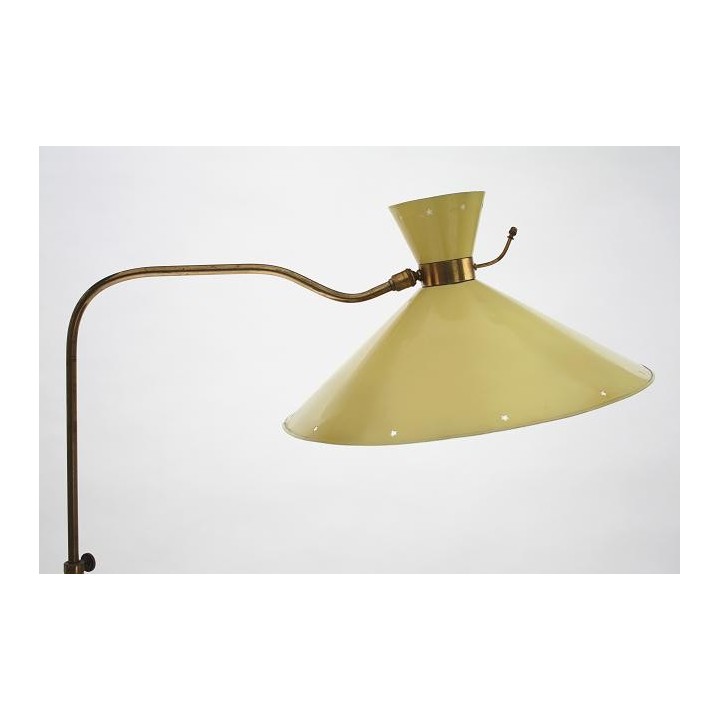 Geel/ koperen jaren 50 vloerlamp - Retro Studio
