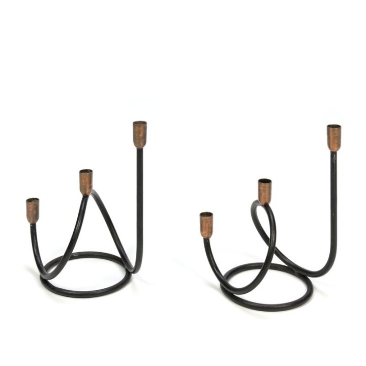 Deense vintage set van 2 kandelaren