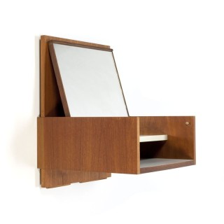 Nederlandse vintage Pastoe wandkast met spiegel