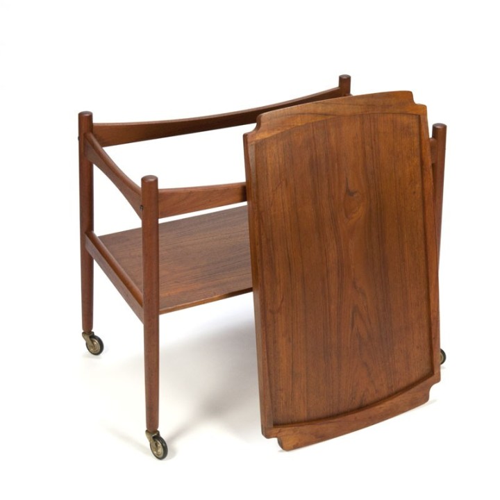 Deense vintage teakhouten thee of serveerwagen