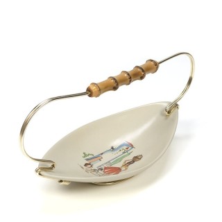 Aardewerk vintage schaaltje met messing detail