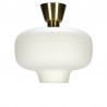Vintage ceiling light white milk glass with brass detail
