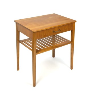 Vintage birch side table with drawer