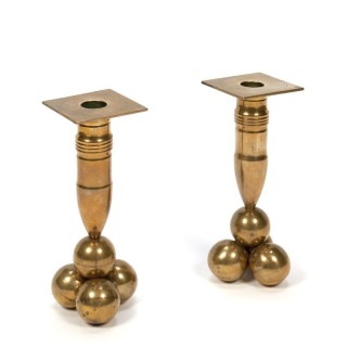 Vintage set van 2 messing kandelaars