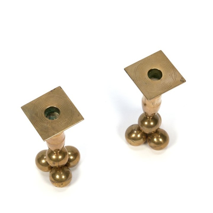 Vintage set van 2 messing kandelaars