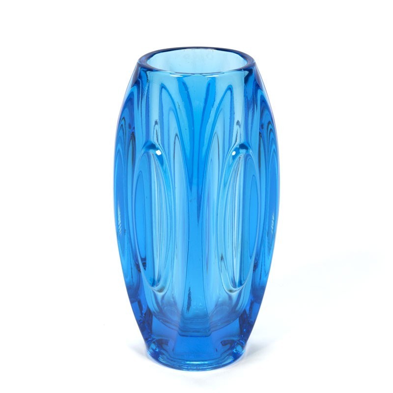 dans wapen Gezamenlijk Vintage blauw glazen vaas - Retro Studio