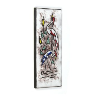 Vintage pottery wall tile Herons