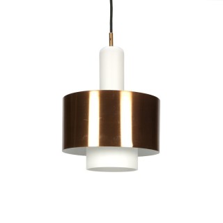 Vintage Danish glass hanging lamp with copper