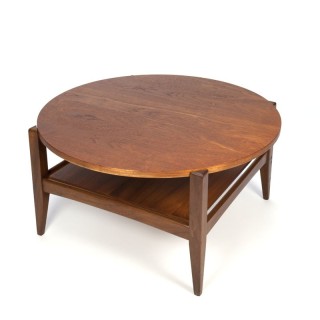 Teakhouten ronde vintage salontafel