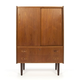 Teak vintage Danish cabinet with sliding doors