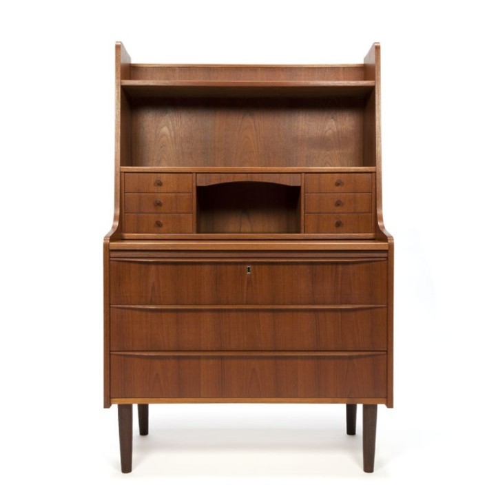 Secretaire van teakhout vintage Deens design
