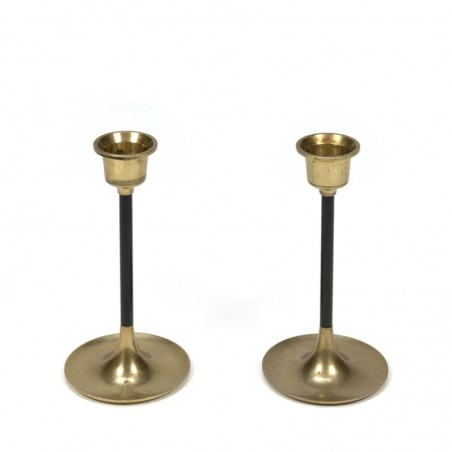 Set of 2 vintage candle holders brass