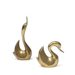 Set of 2 vintage brass swans