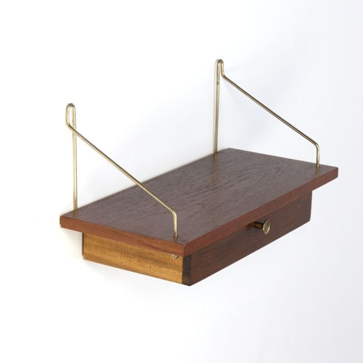 Deense vintage plank met lade messing detail